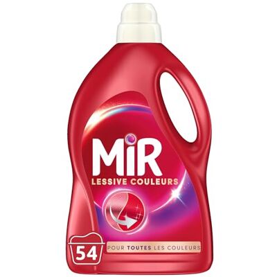 MIR , Lessive Liquide Couleurs, Main & Machine, Raviveur, Formule Unique 3en1, Fraicheur, Fibres, Anti Bouloche, Nettoie avec Soin, 54 Lavages - Publicité MIR , Lessive Liquide Couleurs, Main & Machine, Raviveur, Formule Unique 3en1, Fraicheur, Fibres, Anti Bouloche, Nettoie avec Soin, 54 Lavages - Publicité