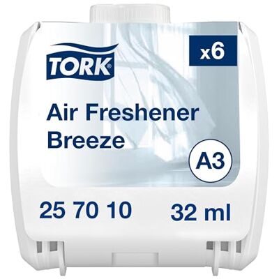 Tork Recharge pour désodorisant en continu Brise A3, neutralisateur d'odeurs, 6 consommables, 257010 - Publicité Tork Recharge pour désodorisant en continu Brise A3, neutralisateur d'odeurs, 6 consommables, 257010 - Publicité
