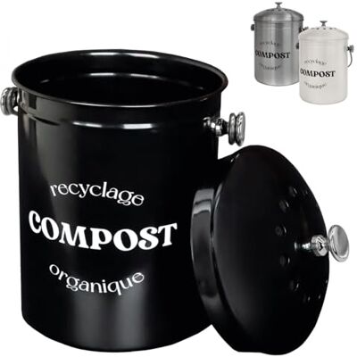 Linxor Composteur, bac, Poubelle à Compost de Cuisine 5L Rond en INOX Plusieurs Coloris - Publicité Linxor Composteur, bac, Poubelle à Compost de Cuisine 5L Rond en INOX Plusieurs Coloris - Publicité