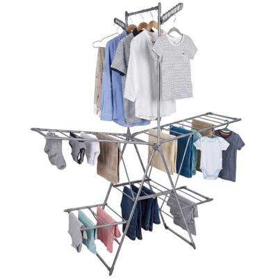 Relaxdays Séchoir à Linge, Pliable, en Acier Inoxydable, argenté Dimensions extérieures : H x L x P = 201 x 136,5 x 56,5 cm, 2 portes, tringle à vêtements, séchoir sur pied - Publicité Relaxdays Séchoir à Linge, Pliable, en Acier Inoxydable, argenté Dimensions extérieures : H x L x P = 201 x 136,5 x 56,5 cm, 2 portes, tringle à vêtements, séchoir sur pied - Publicité