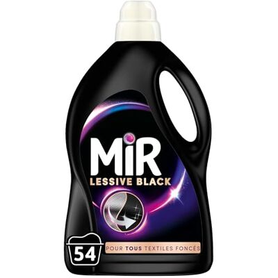 MIR , Lessive Liquide Black, Main & Machine, Raviveur, Formule Unique 3en1, Couleurs, Fraicheur, Fibres, Anti Bouloche, Nettoie avec Soin, Pour tous les Textiles Fonces, 54 Lavages - Publicité MIR , Lessive Liquide Black, Main & Machine, Raviveur, Formule Unique 3en1, Couleurs, Fraicheur, Fibres, Anti Bouloche, Nettoie avec Soin, Pour tous les Textiles Fonces, 54 Lavages - Publicité