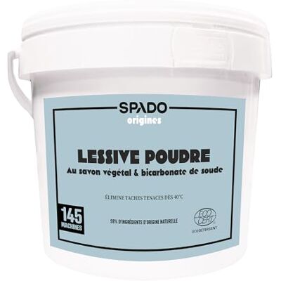 SPADO Origines Lessive Poudre Écocert 145 Machines Savon Végétal & Bicarbonate Efficace dès 40°C Linge Blanc & Couleurs 3 Kg - Publicité SPADO Origines Lessive Poudre Écocert 145 Machines Savon Végétal & Bicarbonate Efficace dès 40°C Linge Blanc & Couleurs 3 Kg - Publicité