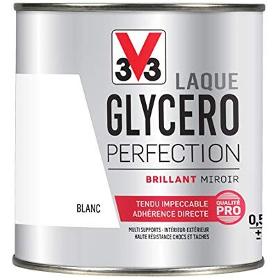 V33 Peinture multi-supports monocouche Laque Glycéro brillant, Blanc 0,5L - Publicité V33 Peinture multi-supports monocouche Laque Glycéro brillant, Blanc 0,5L - Publicité
