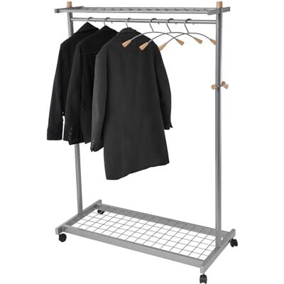 ALBA PMLUX6 Vestiaire Mobile Gris Métal / Bois Clair Livre avec 6 Cintres - Publicité ALBA PMLUX6 Vestiaire Mobile Gris Métal / Bois Clair Livre avec 6 Cintres - Publicité