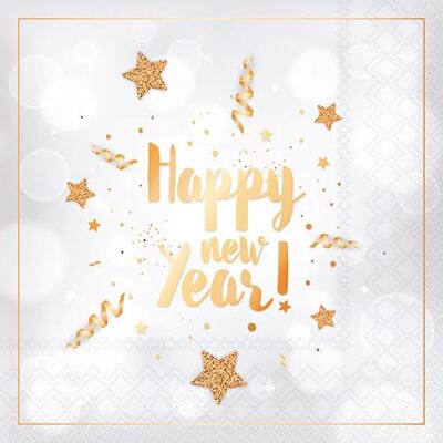 Ambiente Lot de 20 serviettes en papier avec motif Happy New Year Dorées sur blanc Idéales pour le découpage et la technique des serviettes 33 x 33 cm - Publicité Ambiente Lot de 20 serviettes en papier avec motif Happy New Year Dorées sur blanc Idéales pour le découpage et la technique des serviettes 33 x 33 cm - Publicité