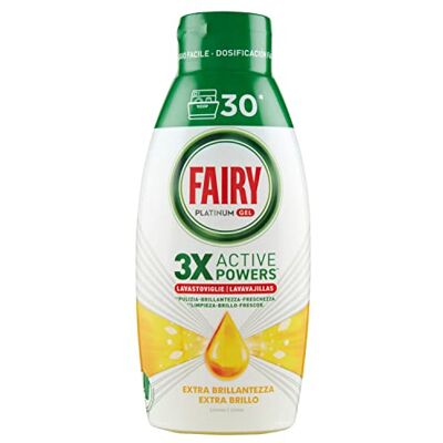FAIRY Platinum Gel Lave-vaisselle, Brillance, Parfum de citron, 30 lavages, Désinfectant rapide et nettoyage optimal - Publicité FAIRY Platinum Gel Lave-vaisselle, Brillance, Parfum de citron, 30 lavages, Désinfectant rapide et nettoyage optimal - Publicité