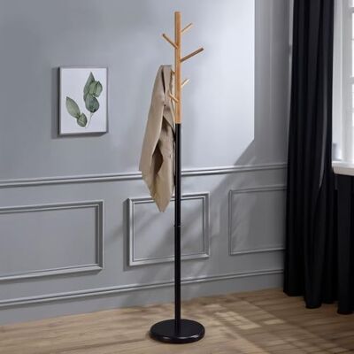 IDIMEX Porte-Manteaux Enrico Portant à vêtements sur Pied en Forme d'arbre avec 6 Crochets sur différentes hauteurs, Bicolore en métal laqué Noir et Bois - Publicité IDIMEX Porte-Manteaux Enrico Portant à vêtements sur Pied en Forme d'arbre avec 6 Crochets sur différentes hauteurs, Bicolore en métal laqué Noir et Bois - Publicité