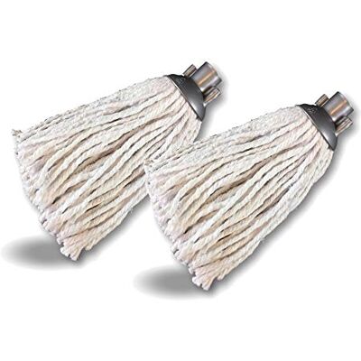 KIBROS Lot de 2 têtes serpillères à franges de rechange pour balais espagnols Tête universelle à visser Coton blanc naturel tressage spécial 105714b - Publicité KIBROS Lot de 2 têtes serpillères à franges de rechange pour balais espagnols Tête universelle à visser Coton blanc naturel tressage spécial 105714b - Publicité