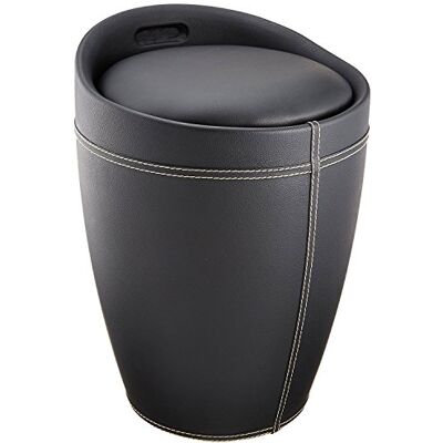 WENKO Tabouret Panier à Linge, Coffre à Linge et Tabouret Salle de Bain Candy, Coussin Amovible, Similicuir Noir, 20 litres, Ø 36x50,5 cm - Publicité WENKO Tabouret Panier à Linge, Coffre à Linge et Tabouret Salle de Bain Candy, Coussin Amovible, Similicuir Noir, 20 litres, Ø 36x50,5 cm - Publicité