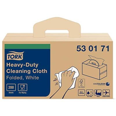 Tork Chiffon de nettoyage ultra-résistant blanc W7, Handy Box, 1 x 200 chiffons, 530171 - Publicité Tork Chiffon de nettoyage ultra-résistant blanc W7, Handy Box, 1 x 200 chiffons, 530171 - Publicité