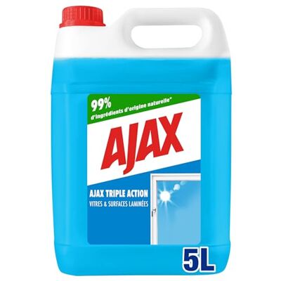 Nettoyant vitres Ajax 5L - Action triple, Sans parfum - Publicité Nettoyant vitres Ajax 5L - Action triple, Sans parfum - Publicité