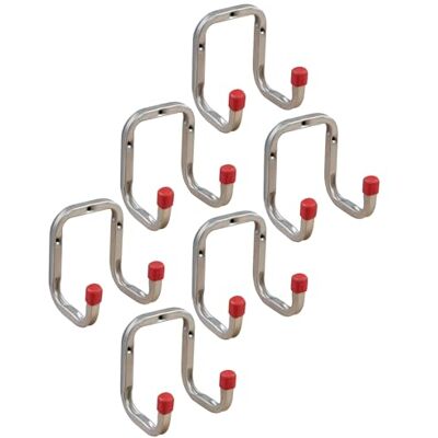Gedotec Lot de 6 crochets muraux à visser en acier galvanisé Duo Longueur : 90 mm avec matériel de fixation Crochet polyvalent en métal Support mural garage Montage mural - Publicité Gedotec Lot de 6 crochets muraux à visser en acier galvanisé Duo Longueur : 90 mm avec matériel de fixation Crochet polyvalent en métal Support mural garage Montage mural - Publicité