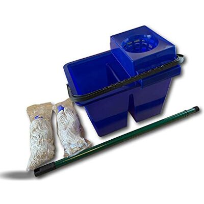 KIBROS Kit lave sol pro double compartiment Ensemble nettoyage des sols Serpillère à franges x 2 Manche télescopique Seau plastique Panier essoreur Tressage à visser LAVSOLBI - Publicité KIBROS Kit lave sol pro double compartiment Ensemble nettoyage des sols Serpillère à franges x 2 Manche télescopique Seau plastique Panier essoreur Tressage à visser LAVSOLBI - Publicité