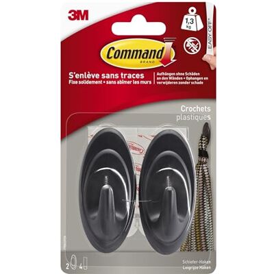 3M Command - Command Hooks - Anthracite - 4 Bandes - Crochets - Publicité 3M Command - Command Hooks - Anthracite - 4 Bandes - Crochets - Publicité