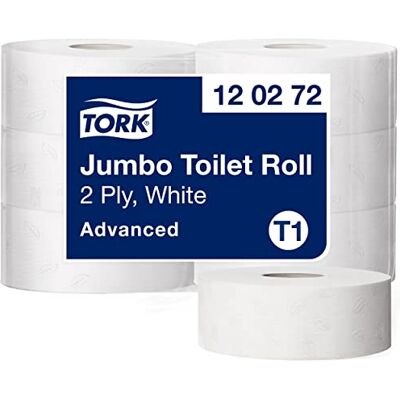 Tork Papier Toilette Jumbo blanc T1, Advanced, 2 plis, 6 x 1800 feuilles, 120257 - Publicité Tork Papier Toilette Jumbo blanc T1, Advanced, 2 plis, 6 x 1800 feuilles, 120257 - Publicité