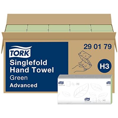 Tork Essuie-mains pliés en V Advanced 290179 Papier d'essuyage pour Distributeur H3 Absorbant et indéchirable 2 plis vert 15 x 250 feuilles - Publicité Tork Essuie-mains pliés en V Advanced 290179 Papier d'essuyage pour Distributeur H3 Absorbant et indéchirable 2 plis vert 15 x 250 feuilles - Publicité