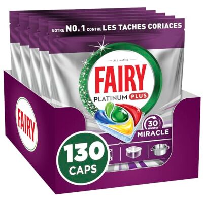 FAIRY Miracle 30 Minutes Tablettes Lave-Vaisselle Tout-en-1 x130. Notre N°1 Tout-en-1. Miracle 30 minutes. Notre Nettoyant n°1 Pour Les Résidus Alimentaires Tenaces - Publicité FAIRY Miracle 30 Minutes Tablettes Lave-Vaisselle Tout-en-1 x130. Notre N°1 Tout-en-1. Miracle 30 minutes. Notre Nettoyant n°1 Pour Les Résidus Alimentaires Tenaces - Publicité