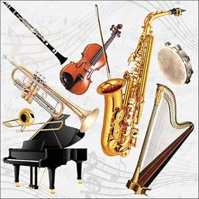Ambiente Lot de 20 serviettes en papier avec motif instruments de musique pour un concert Serviettes en papier avec motif Convient également pour le découpage et la technique des serviettes 33 x 33 cm - Publicité Ambiente Lot de 20 serviettes en papier avec motif instruments de musique pour un concert Serviettes en papier avec motif Convient également pour le découpage et la technique des serviettes 33 x 33 cm - Publicité