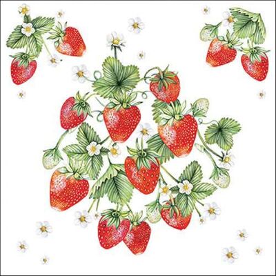 Ambiente Lot de 20 serviettes en papier avec motif de fraises reliées Convient également pour le découpage et la technique des serviettes 33 x 33 cm - Publicité Ambiente Lot de 20 serviettes en papier avec motif de fraises reliées Convient également pour le découpage et la technique des serviettes 33 x 33 cm - Publicité