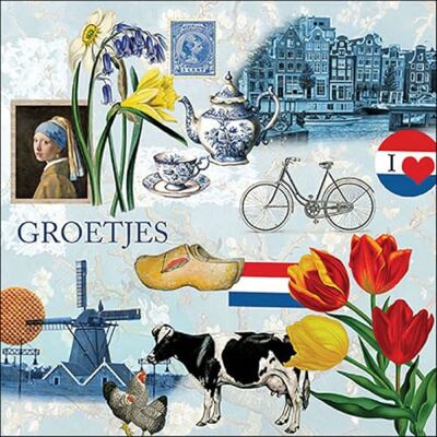 Ambiente Lot de 20 serviettes en papier avec motif symboles des Pays-Bas Convient également pour le découpage et la technique des serviettes 33 x 33 cm - Publicité Ambiente Lot de 20 serviettes en papier avec motif symboles des Pays-Bas Convient également pour le découpage et la technique des serviettes 33 x 33 cm - Publicité