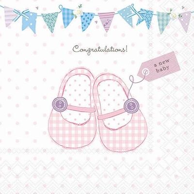 Ambiente Lot de 20 serviettes en papier avec motif chaussures pour enfant et bébé Rose 33 x 33 cm - Publicité Ambiente Lot de 20 serviettes en papier avec motif chaussures pour enfant et bébé Rose 33 x 33 cm - Publicité
