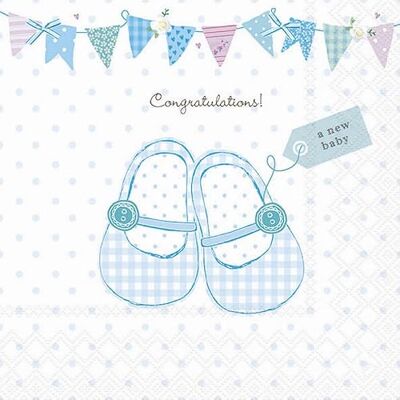 Ambiente Lot de 20 serviettes en papier avec motif de chaussures pour enfant et bébé Bleu 33 x 33 cm - Publicité Ambiente Lot de 20 serviettes en papier avec motif de chaussures pour enfant et bébé Bleu 33 x 33 cm - Publicité