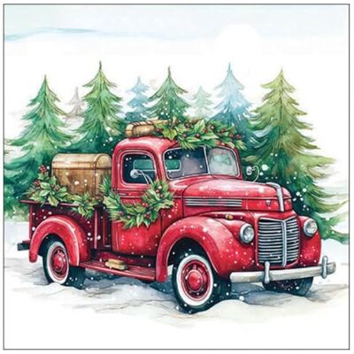 Ambiente Lot de 20 serviettes en papier avec motif voiture de Noël dans la forêt d'hiver Convient également pour le découpage et la technique des serviettes 33 x 33 cm - Publicité Ambiente Lot de 20 serviettes en papier avec motif voiture de Noël dans la forêt d'hiver Convient également pour le découpage et la technique des serviettes 33 x 33 cm - Publicité