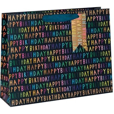 Glick Paper Salad Bleu Birthday Script Grand Sac cadeau - Publicité Glick Paper Salad Bleu Birthday Script Grand Sac cadeau - Publicité