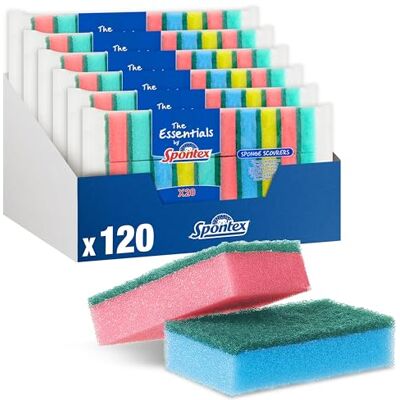 Éponges Essentielles Spontex - Lot de 6 de 20 - Total 120 - Publicité Éponges Essentielles Spontex - Lot de 6 de 20 - Total 120 - Publicité