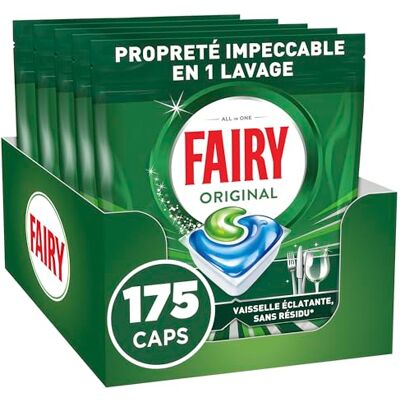 FAIRY Original Tout-en-1 Tablettes Lave-Vaisselle Sans Parfum x175 (35x5). Efficaces contre la graisse incrustée. Dissolution ultra-rapide. Sans Odeur ni Résidus - Publicité FAIRY Original Tout-en-1 Tablettes Lave-Vaisselle Sans Parfum x175 (35x5). Efficaces contre la graisse incrustée. Dissolution ultra-rapide. Sans Odeur ni Résidus - Publicité
