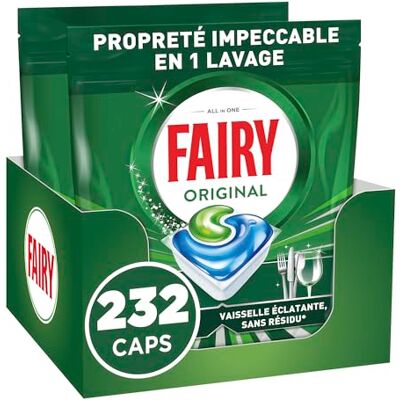 FAIRY Original Tout-en-1 Tablettes Lave-Vaisselle Sans Parfum x232 (116x2). Efficaces contre la graisse incrustée. Dissolution ultra-rapide. Sans Odeur ni Résidus - Publicité FAIRY Original Tout-en-1 Tablettes Lave-Vaisselle Sans Parfum x232 (116x2). Efficaces contre la graisse incrustée. Dissolution ultra-rapide. Sans Odeur ni Résidus - Publicité