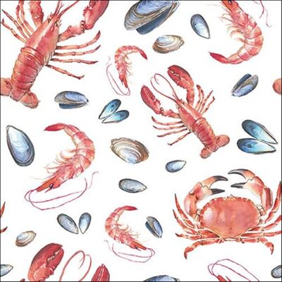 Ambiente Lot de 20 serviettes en papier avec motif créatures marines et coquillages Idéales pour le découpage et la technique des serviettes 33 x 33 cm - Publicité Ambiente Lot de 20 serviettes en papier avec motif créatures marines et coquillages Idéales pour le découpage et la technique des serviettes 33 x 33 cm - Publicité