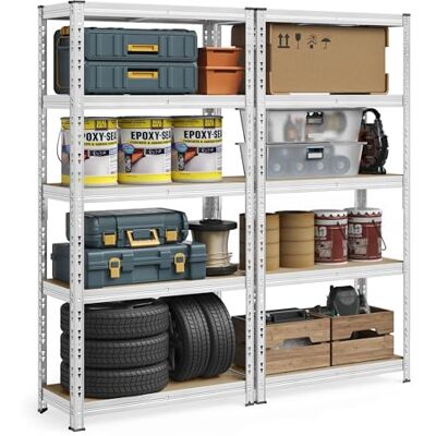 SONGMICS Étagère de Rangement Charge Lourde, Lot de 2, Étagère de Garage 40 x 90 x 180 cm, Capacité de Charge Jusqu’à 875 kg, Montage Facile, Tablettes Réglables, Argent GLR455E01 - Publicité SONGMICS Étagère de Rangement Charge Lourde, Lot de 2, Étagère de Garage 40 x 90 x 180 cm, Capacité de Charge Jusqu’à 875 kg, Montage Facile, Tablettes Réglables, Argent GLR455E01 - Publicité