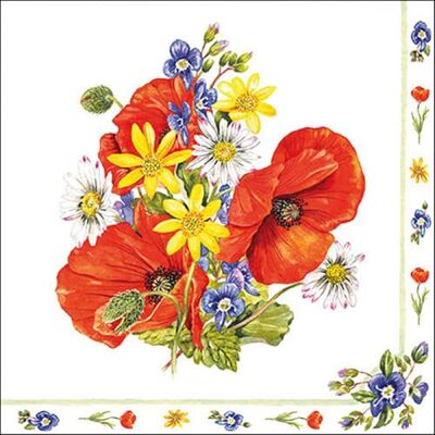 Ambiente Lot de 20 serviettes en papier avec motif Coquelicot dans un bouquet de fleurs Convient également pour le découpage et la technique des serviettes 33 x 33 cm - Publicité Ambiente Lot de 20 serviettes en papier avec motif Coquelicot dans un bouquet de fleurs Convient également pour le découpage et la technique des serviettes 33 x 33 cm - Publicité