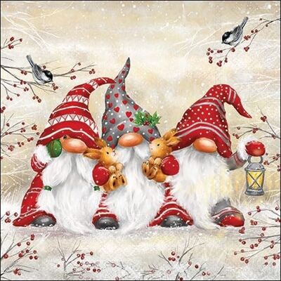Ambiente Lot de 20 serviettes en papier avec motif Trois lutins rouges sur branches Pour décoration de table Convient également pour le découpage et la technique des serviettes 33 x 33 cm - Publicité Ambiente Lot de 20 serviettes en papier avec motif Trois lutins rouges sur branches Pour décoration de table Convient également pour le découpage et la technique des serviettes 33 x 33 cm - Publicité