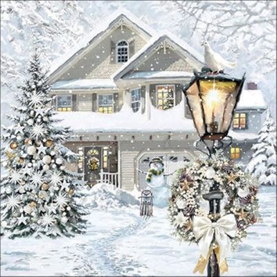 Ambiente Lot de 20 serviettes en papier avec motif Maison de ville d'hiver Convient également pour le découpage et la technique des serviettes 33 x 33 cm - Publicité Ambiente Lot de 20 serviettes en papier avec motif Maison de ville d'hiver Convient également pour le découpage et la technique des serviettes 33 x 33 cm - Publicité