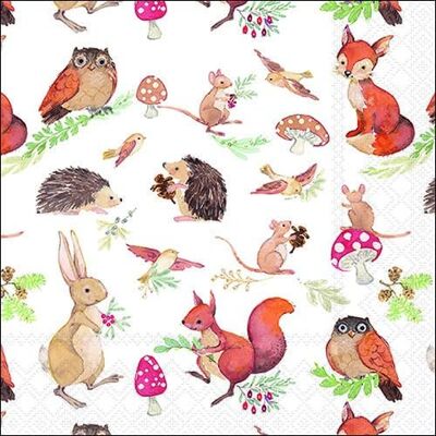 Ambiente Lot de 20 serviettes en papier avec motif animaux mignons de la forêt Convient également pour le découpage et la technique des serviettes 33 x 33 cm - Publicité Ambiente Lot de 20 serviettes en papier avec motif animaux mignons de la forêt Convient également pour le découpage et la technique des serviettes 33 x 33 cm - Publicité