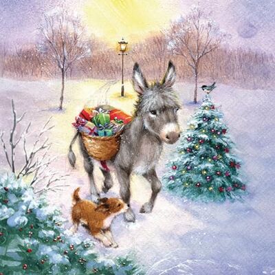 Ambiente Lot de 20 serviettes de table Motif âne de Noël Avec panier cadeau Idéal pour le découpage et la technique des serviettes 33 x 33 cm - Publicité Ambiente Lot de 20 serviettes de table Motif âne de Noël Avec panier cadeau Idéal pour le découpage et la technique des serviettes 33 x 33 cm - Publicité
