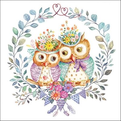 Ambiente Lot de 20 serviettes en papier avec motif animaux chouettes dans couronne de feuilles Convient également pour le découpage et la technique des serviettes 33 x 33 cm - Publicité Ambiente Lot de 20 serviettes en papier avec motif animaux chouettes dans couronne de feuilles Convient également pour le découpage et la technique des serviettes 33 x 33 cm - Publicité