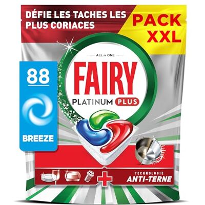 FAIRY Platinum Plus Tablettes Lave-Vaisselle Tout-en-1, 88 Tablettes, Sans Parfum, Technologie Anti-Terne, Redonne l'Éclat, Prévient le Calcaire, Système Pré-Lavage Intégré, Efficace en Cycle Court - Publicité FAIRY Platinum Plus Tablettes Lave-Vaisselle Tout-en-1, 88 Tablettes, Sans Parfum, Technologie Anti-Terne, Redonne l'Éclat, Prévient le Calcaire, Système Pré-Lavage Intégré, Efficace en Cycle Court - Publicité