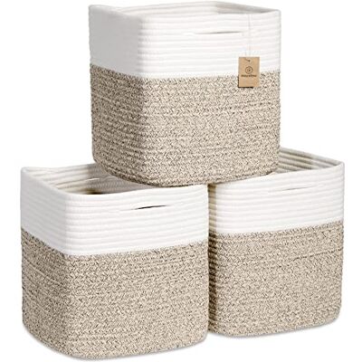 NaturalCozy Lot de 3 cubes de rangement de 28 cm en corde de coton tissée pour organiser, étagères carrées pour salle de classe, bacs à jouets pour enfants, placard, chambre de bébé - Publicité NaturalCozy Lot de 3 cubes de rangement de 28 cm en corde de coton tissée pour organiser, étagères carrées pour salle de classe, bacs à jouets pour enfants, placard, chambre de bébé - Publicité