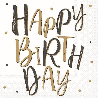 Ambiente Lot de 20 serviettes d'anniversaire « Happy Birthday » doré/noir Serviettes en papier avec motif Convient également pour le découpage et la technique des serviettes 33 x 33 cm - Publicité Ambiente Lot de 20 serviettes d'anniversaire « Happy Birthday » doré/noir Serviettes en papier avec motif Convient également pour le découpage et la technique des serviettes 33 x 33 cm - Publicité