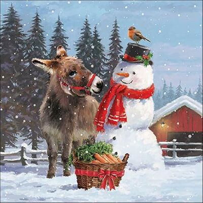 Ambiente Lot de 20 serviettes en papier Motif âne sur bonhomme de neige 33 x 33 cm - Publicité Ambiente Lot de 20 serviettes en papier Motif âne sur bonhomme de neige 33 x 33 cm - Publicité