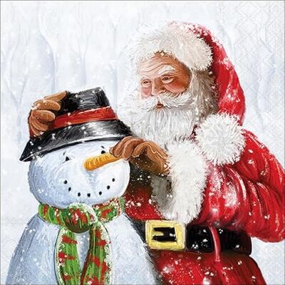 Ambiente Lot de 20 serviettes en papier avec motif Père Noël et bonhomme de neige décorées Convient également pour le découpage et la technique des serviettes 33 x 33 cm - Publicité Ambiente Lot de 20 serviettes en papier avec motif Père Noël et bonhomme de neige décorées Convient également pour le découpage et la technique des serviettes 33 x 33 cm - Publicité