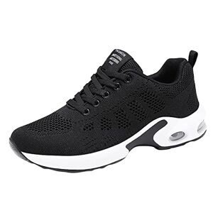 Generic Chaussures de course pour femme, taille 39, tendance, été et automne, coussin d'air plat, légères, à lacets, baskets décontractées à talons pour femme, Noir , 39 EU - Publicité