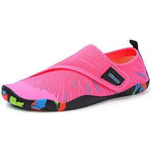 PADGENE Chaussures d'eau pour Homme/Femme, Autocollants Magiques à Séchage Rapide Chaussures Aquatiques Unisexe pour la Natation, Yoga, Plage, Course, Gymnase, Surf, Plongée, B058 Rose, 37 EU - Publicité