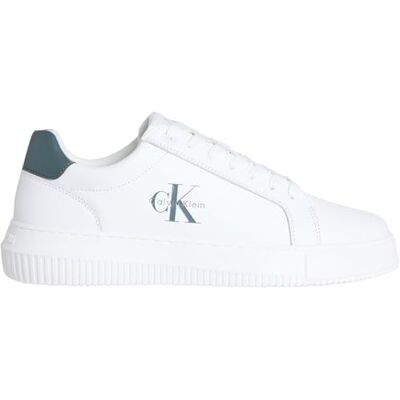 Calvin Klein Baskets Homme Chunky Mono en Cuir, Multicolore (Bright White/Seaside Aqua), 44 - Publicité Calvin Klein Baskets Homme Chunky Mono en Cuir, Multicolore (Bright White/Seaside Aqua), 44 - Publicité