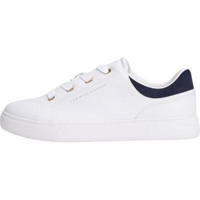Tommy Hilfiger Baskets Cuvette Femme Casual en Cuir, Blanc (White/Space Blue), 41 - Publicité Tommy Hilfiger Baskets Cuvette Femme Casual en Cuir, Blanc (White/Space Blue), 41 - Publicité
