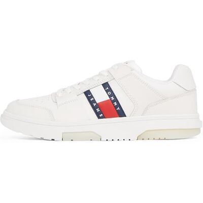 Tommy Jeans Baskets Basses Homme Brooklyn Essential en Cuir, Blanc (Ecru), 40 - Publicité Tommy Jeans Baskets Basses Homme Brooklyn Essential en Cuir, Blanc (Ecru), 40 - Publicité