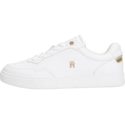 Tommy Hilfiger Baskets Cuvette Femme Essential Elevated Court Cuir, Blanc (White/Gold), 38 - Publicité Tommy Hilfiger Baskets Cuvette Femme Essential Elevated Court Cuir, Blanc (White/Gold), 38 - Publicité